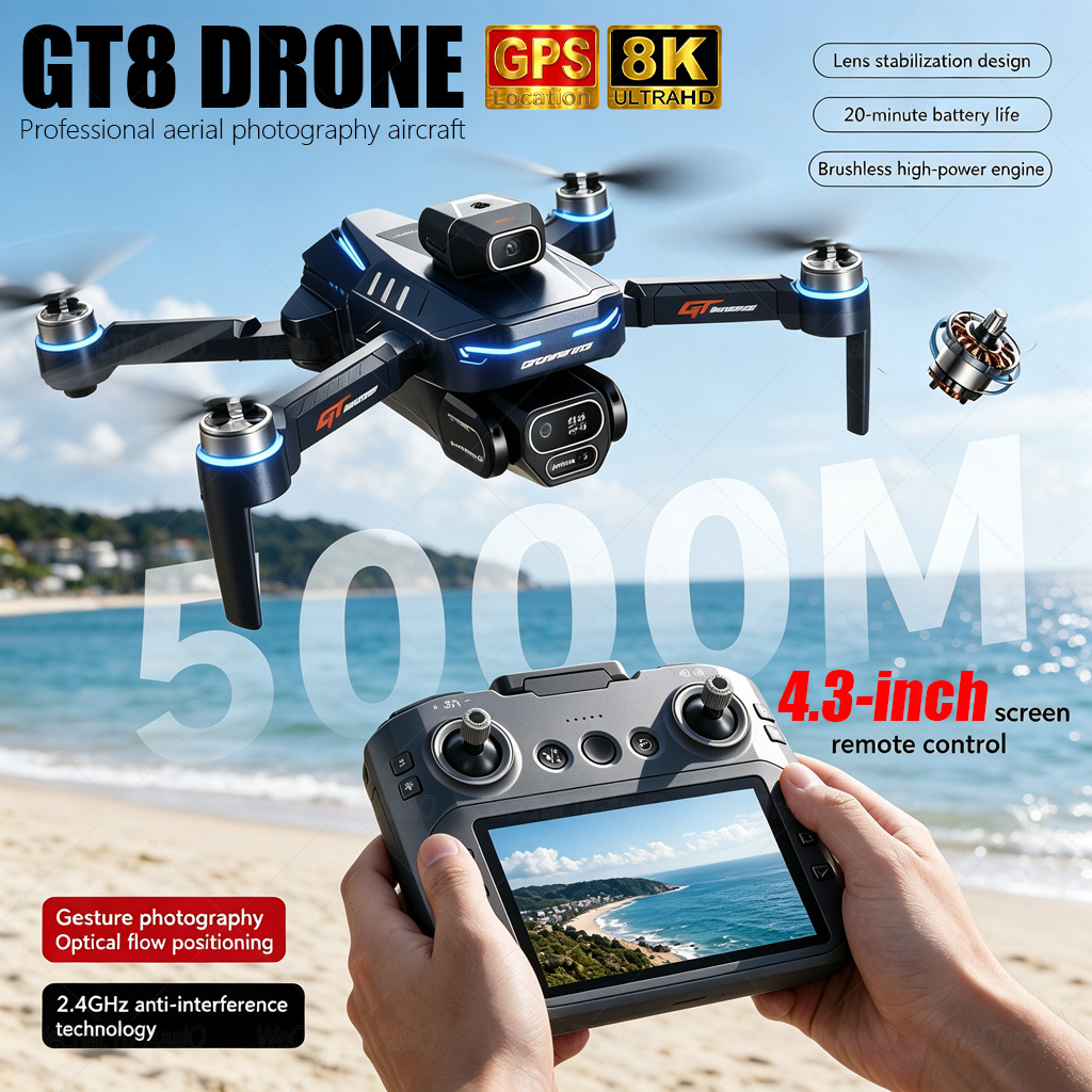 Fpv Brushless Rc Drone 4K - NEW GT8 HD RC Drone 4K