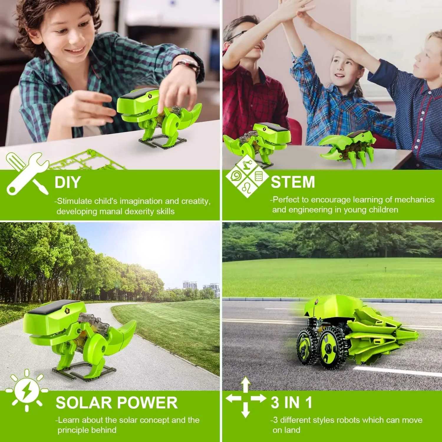 Assemble Solar Robot Kit 3 in  - Stem Solar Robot Kit For Kids 评论和价格