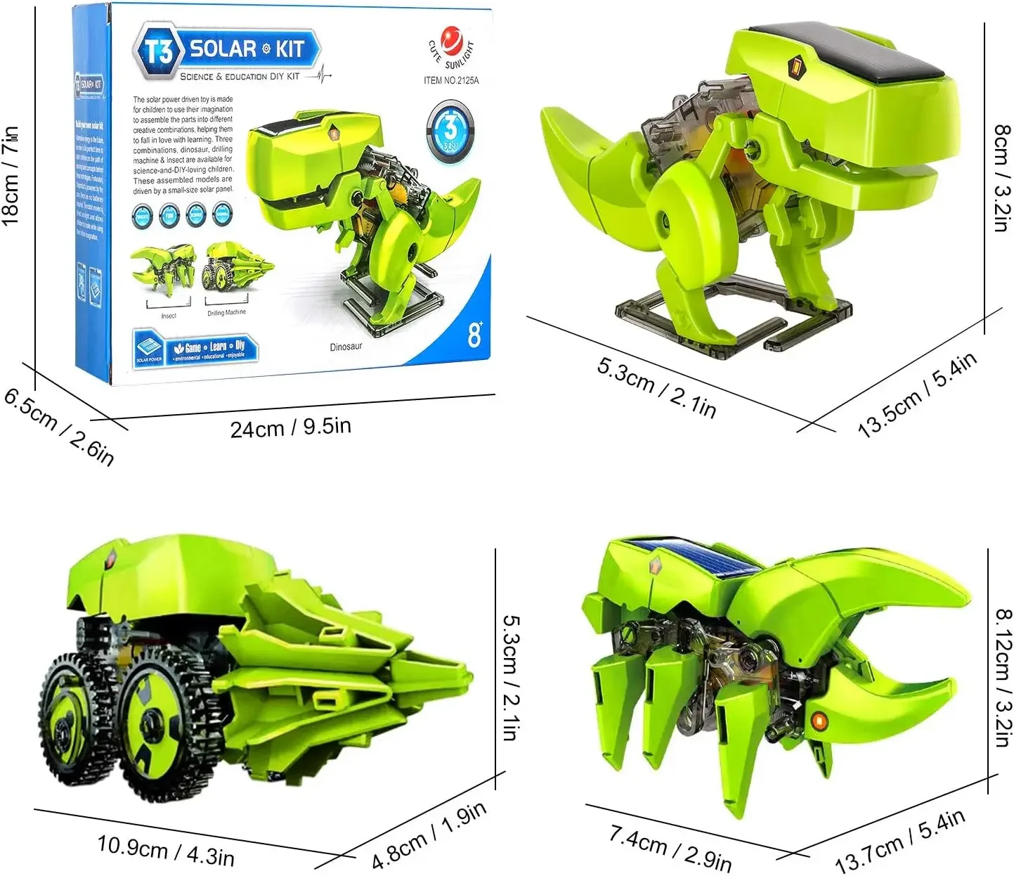 Assemble Solar Robot Kit 3 in  - Stem Solar Robot Kit For Kids 评论和价格