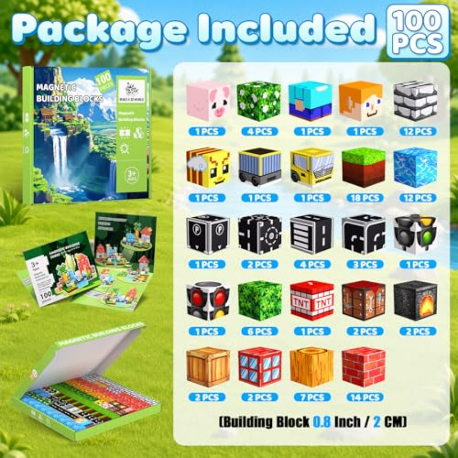100PCS Magnetic Blocks, 0.8 in - Magnetic Building Tiles Set 100Pcs 评论和价格