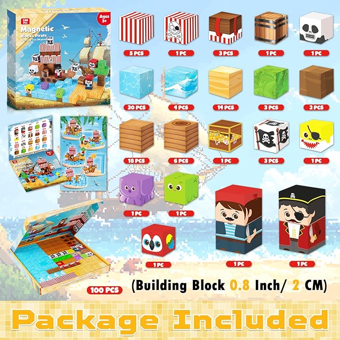 Magnetic Blocks - 100Pcs Build - Magnetic Building Tiles Set 100Pcs 评论和价格